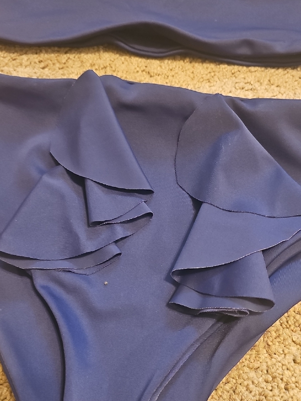 One-Shoulder Navy Ruffle Bikini Set - Picture 2 of 5